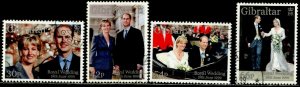 GIBRALTAR Sc#815-816, 820-821 1999 Royal Wedding Complete Sets Used