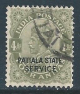 India-Convention States-Patiala #O54 Used 4a King George V Issue Ovptd. Pati...