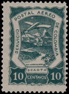 ✔️ COLOMBIA SCADTA 1921 - AIRPLANE OVER RIVER - SC. C26 ** MNH [SCDT11]