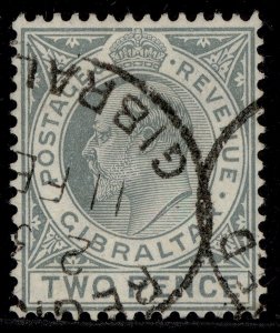 GIBRALTAR EDVII SG68, 2d greyish slate, FINE USED. Cat £11.