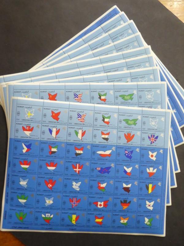 EDW1949SELL : KUWAIT 1991 Scott #1150 Birds. 9 Full Sheets. All VF MNH. Cat $450