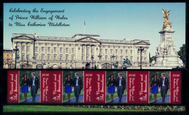 [76529] St. Vincent & Gren. 2011 Royal Engagement Prince William Sheet MNH