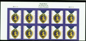 US  5419  Purple Heart Medal - Forever Header Plt Blk of 10 -  MNH  -  B111111