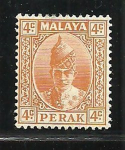 Album Treasures Malaya Perak Scott # 86  4c Sultan Iskandar  Mint Lightly Hinged