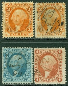 EDW1949SELL : USA 1862 Sc #R4c, 7c, 8c, 10c All Choice & VF-XF stamps. Cat $111.