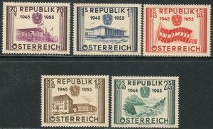 AUSTRIA Sc#599-603 1955 Liberation Anniversary Complete OG Mint NH* (cd)