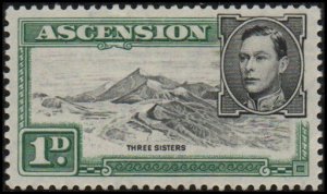 Ascension 41D - Mint-H - 1p Three Sisters (perf 13) (1949) (cv $0.55)