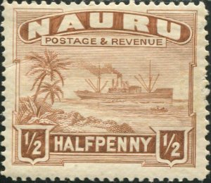 Nauru 1937 SG26Bc ½d chestnut Freighter shiny MNH
