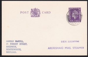 GB SCOTLAND 1966 3d PC D.E.V. LOCHFYNE, ARDRISHAIG MAIL STEAMER cachet.....A9048