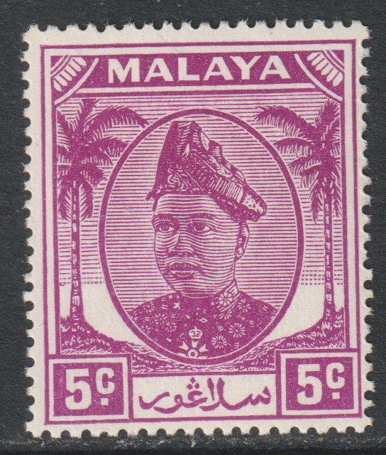 Malaya Selangor Scott 95 - SG94, 1949 Sultan 5c MH*