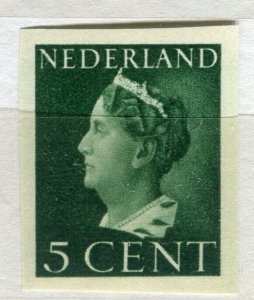 NETHERLANDS; 1940 early Wilhelmina issue IMPERF VARIETY Mint MNH 5c. unmounted