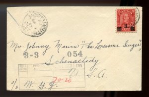 ?Arch Overprint 3c on 2c to Schenactedy, USA, 1933, cover Canada