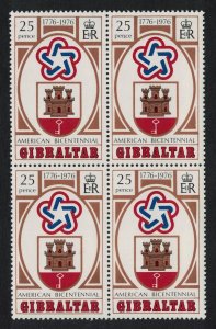Gibraltar American Revolution Block of 4 1976 MNH SC#329 SG#361