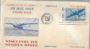 US   C30  FDC PLANE, UNKNOWN CACHETS