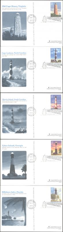 #UX395-99 Southeastern Lighthouses Fleetwood FDC Set