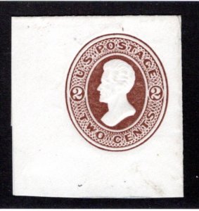 Scott U78, 2c brown, XF, Full Corner, MLH,Cut Square Envelope, 1870-71, USA BOB