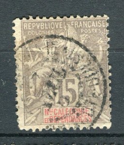 FRENCH COLONIES; CALEDONIA 1890s classic Tablet type used 15c. fair Postmark