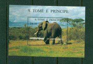 St. Thomas and Prince #1241 (1996 Greenpeace Elephant sheet) VFMNH CV $4.25