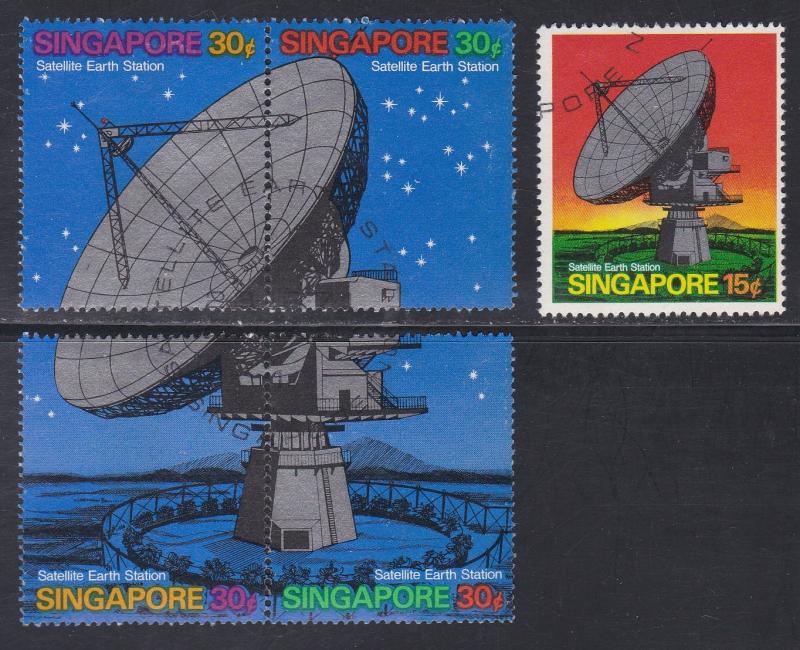 Singapore # 142, 143a-d, Satellite Earth Station, Used Set, 1/2 Cat.