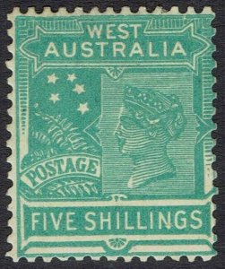 WESTERN AUSTRALIA 1905 QV 5/- WMK CROWN/A  