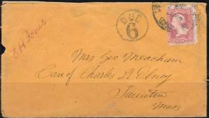 United States #64b Washington. Postal History- Postage Due 6.  on envelope