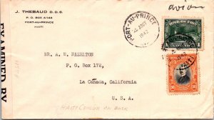 SCHALLSTAMPS HAITI 1942 POSTAL HISTORY WWII AIRMAIL DUAL CENSORED COVER ADDR USA