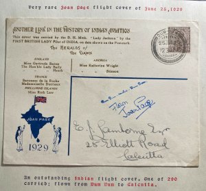 1929 Dum Dum India EARLY Airmail cover Joan Page Flown Stephen Smith Signed