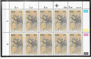 South Africa #690 14c  Beetles (MNH) margin block of 10 CV$4.50