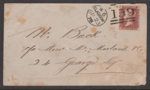 Great Britain 1878 QV 1d Red Sc#33 Plate 202 Entire Cover Glasgow Usage