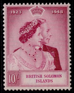 BRITISH SOLOMON ISLANDS GVI SG76, 10s ROYAL SILVER WEDDING, NH MINT. Cat £10.