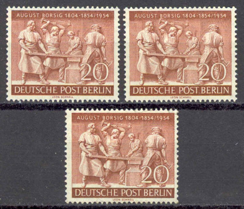 Germany Berlin Sc# 9N112 MH lot/3 1954 Early Forge