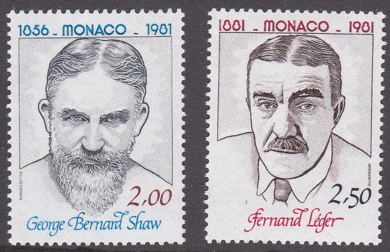 Monaco # 1305-1306, George Bernard Shaw, NH, 1/2 Cat.