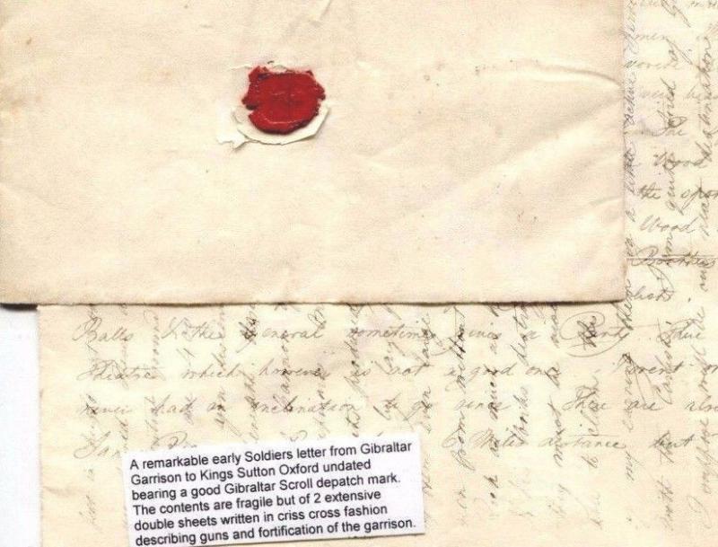 British Cover GIBRALTAR Arc 1835 Soldier's Letter Oxon HISTORIC MILITARY MS3366