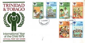 TRINIDAD & TOBAGO - INTERNATIONAL YEAR OF THE CHILD SET OF 6 ON CACHET FDC 1979