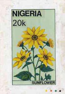 Nigeria 1987 Flowers - original hand-painted artwork for ...