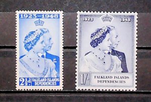 1948 British Colony Falkland Islands Silver Wedding MNH** Full Set A23P21F12371-