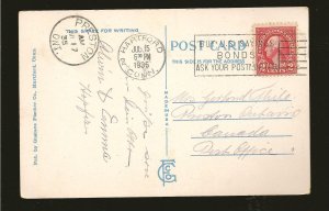 USA SC#554 on PM 1935 Hartford Conn Travelers Tower Postcard Used