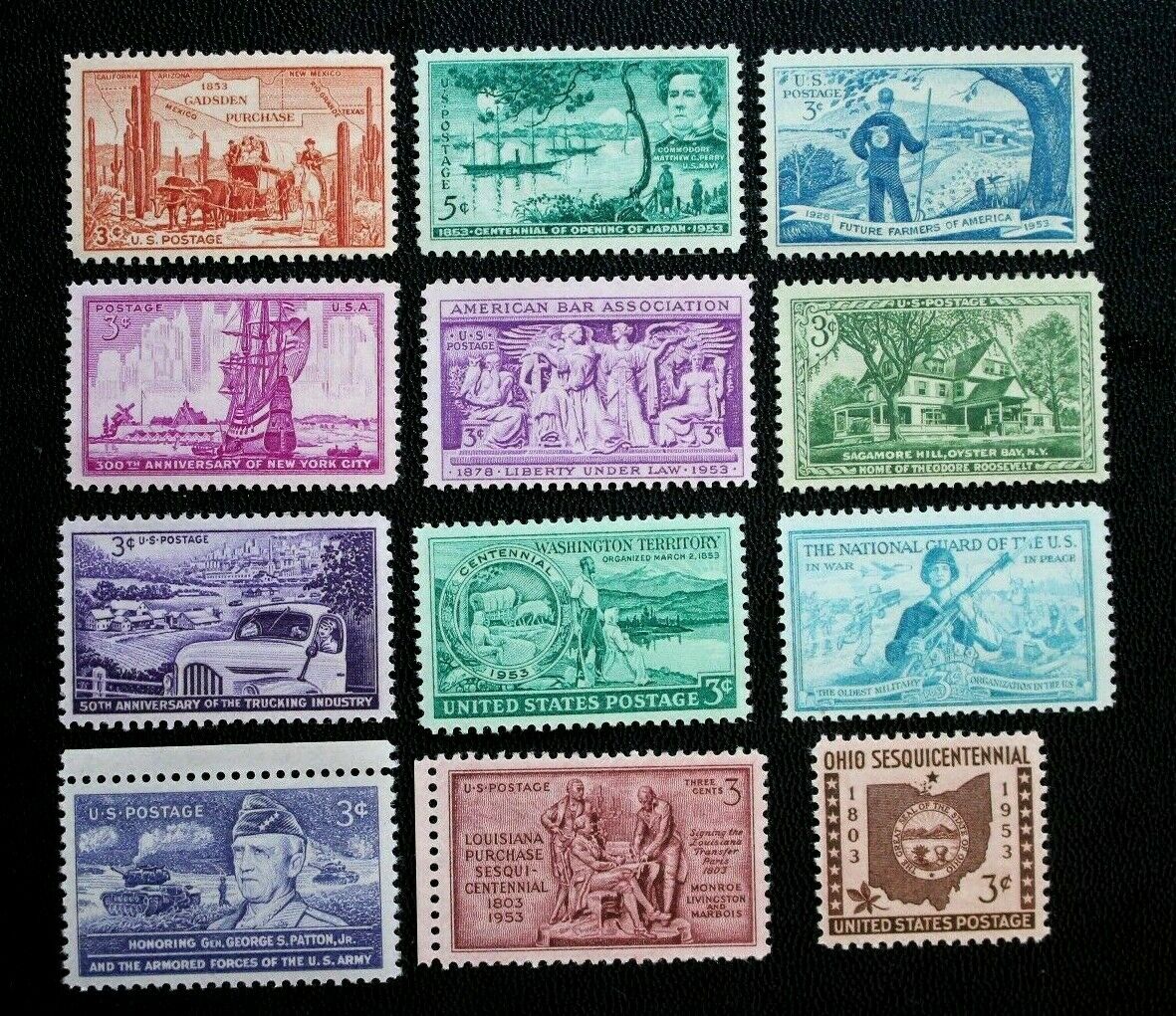 1953 Complete Year SET MNH Vintage U.S. Postage Stamps With 12 Free Mounts!