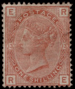 GB QV SG163, SCARCE 1s orange-brown plate 13 WMK CROWN, M MINT. Cat £875. RE