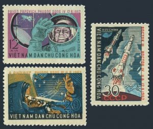 Viet Nam 235-237, MNH. Michel 240-242. Pavel Popovich, Andrian Nikolayev, 1962.