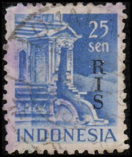 Indonesia 346 - Used - 25s Tijandi Puntadewa Temple (Perf 11.5)(1950) (cv $0.85)