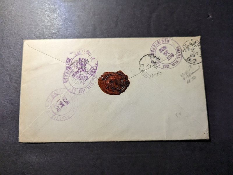 1929 Registered USA Cover to Winnipeg Manitoba Canada