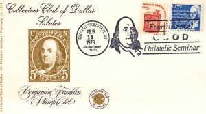 US Salute to Ben Franklin Stamp Clubs 1978 Collectors Club Dallas Cover