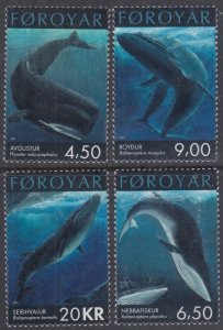 FAROE ISLANDS Sc # 403-6 CPL MNH SET of 4 - VARIOUS WHALES