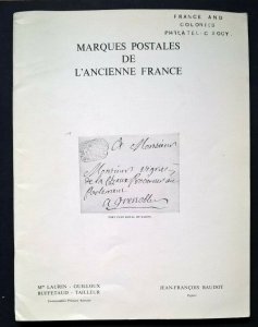 1979 Auction Catalogue MARQUES POSTALES DE L'ANCIENNE FRANCE Covers Postmarks