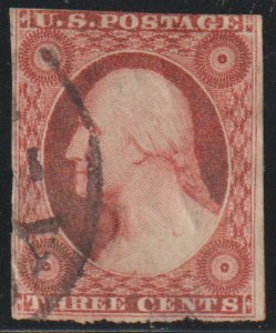 US #10 SCV $300.00 VF/XF used, four full margins, lovely orange brown shade, ...