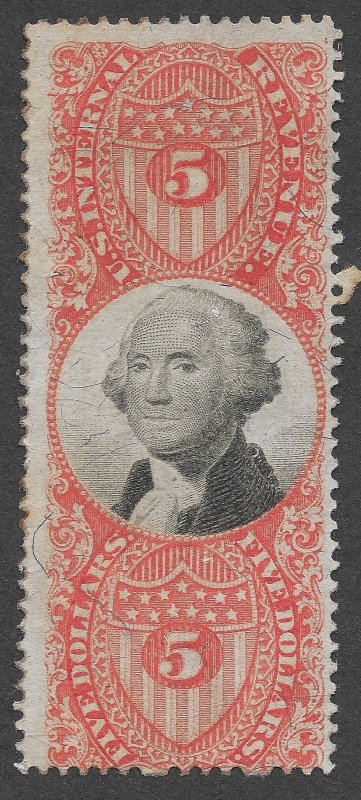 1872 Post Civil War Era $5 Revenue Stamp, Scott #R148