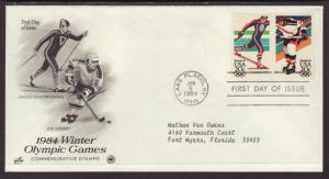 US Skiing Olympics 1984 PCS Typed FDC BIN