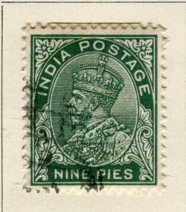 INDIA; 1932 early GV issue fine used 9p. value