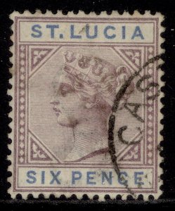 ST. LUCIA QV SG49, 6d dull mauve & blue, USED. Cat £26. DIE II 